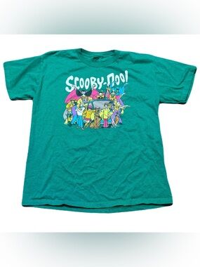 Scooby Doo Cartoon Top Shirt Short Sleeve Green Men Size XL